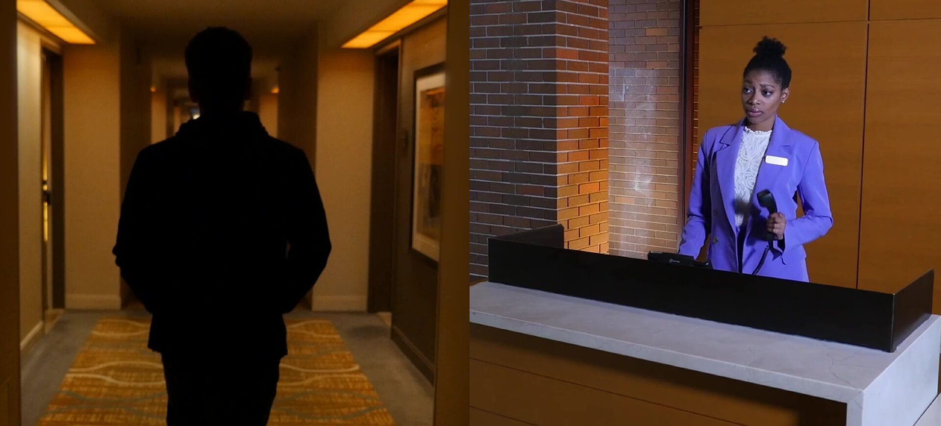 Hotel Worker is de-escalating a situation 